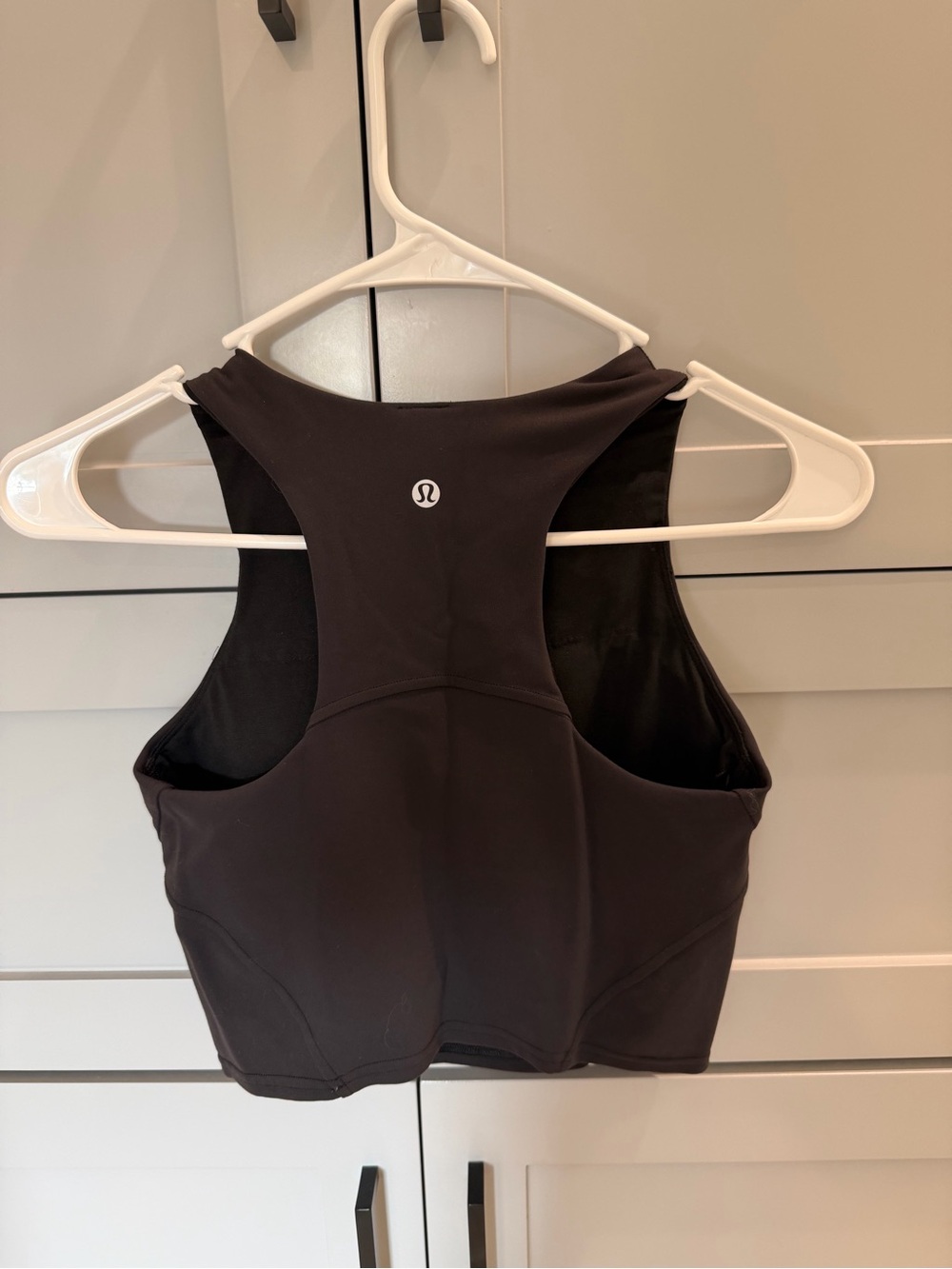 lululemon athletica Black High-Neck Racerback Sports Crop; size 2.